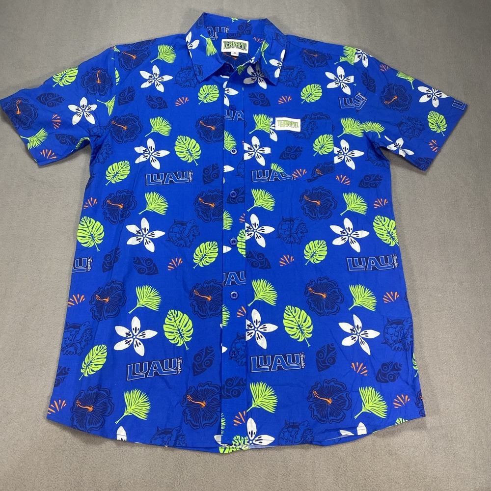 Terrapin Beer Co Luau Hawaiian Mens Large Shirt Blue Green